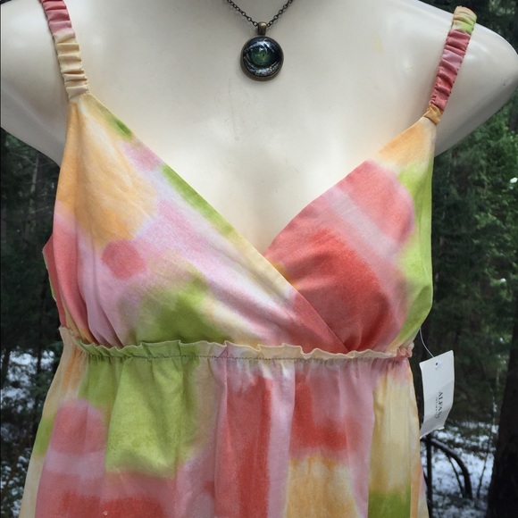 Alfani molted sherbet colored cotton chemisenight dress,HP25 - Picture 3 of 15